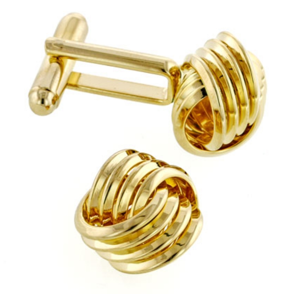 4 wire love knot gold plated cufflinks.